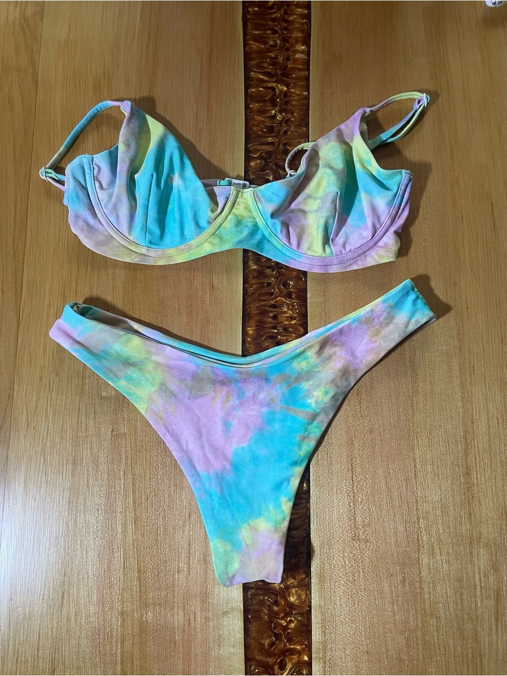 Blackbough Pastel Tie-Dye Underwire Bikini Set - Blue, Pink, Yellow
